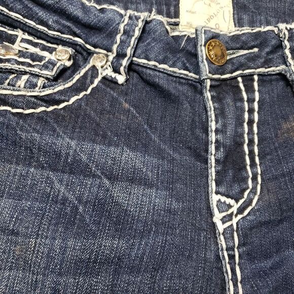 L.A. IDOL Thick Stitching Bling SKINNY JEANS sz 9 / 31 CRYSTAL STUDS Flap pocket - Picture 8 of 16